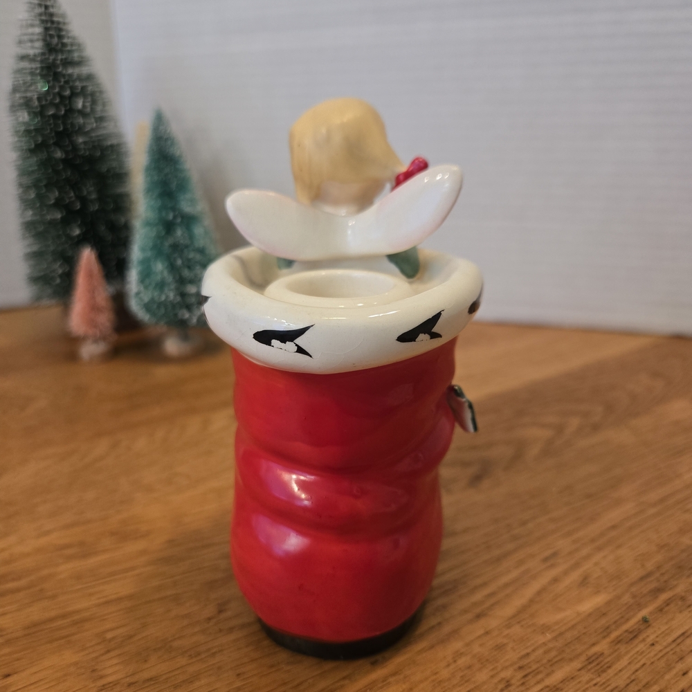 Rare Vintage Lefton Angel in Santa Boot Candleholder 1906 Japan Christmas Figure - Picture 6 of 7